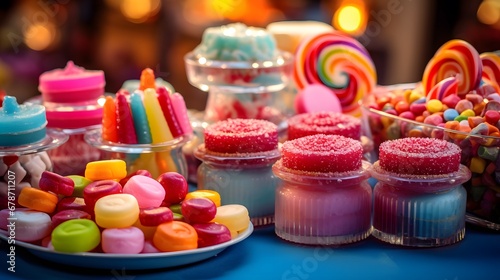 colorful jelly candies, candy bar, sweets , Sweet dessert, cupcakes, cake