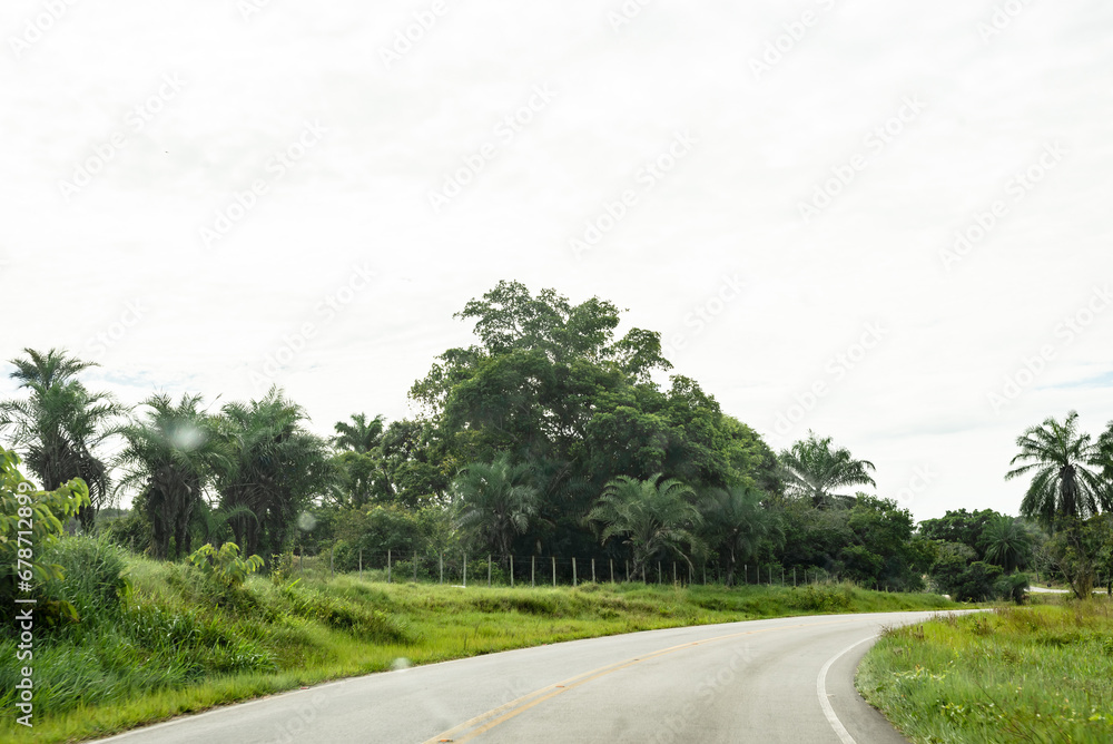 View of an asphalt road connecting two cities in Bahia, Brazil. View of an asphalt road connecting two cities in Bahia, Brazil.