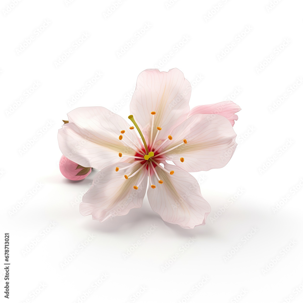 Macro Shot of Pink Cherry Blossom Against White Background Macro Shot of Pink Cherry Blossom Against White Background