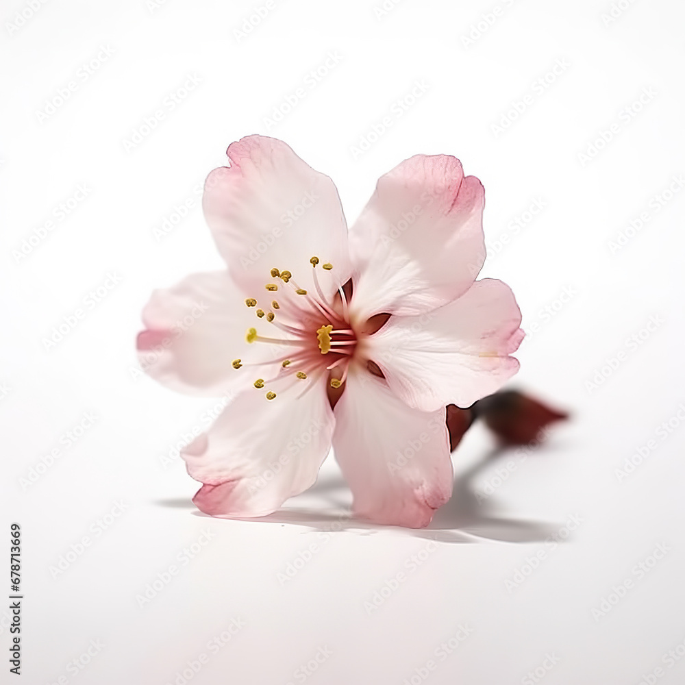 Macro Shot of Pink Cherry Blossom Against White Background Macro Shot of Pink Cherry Blossom Against White Background