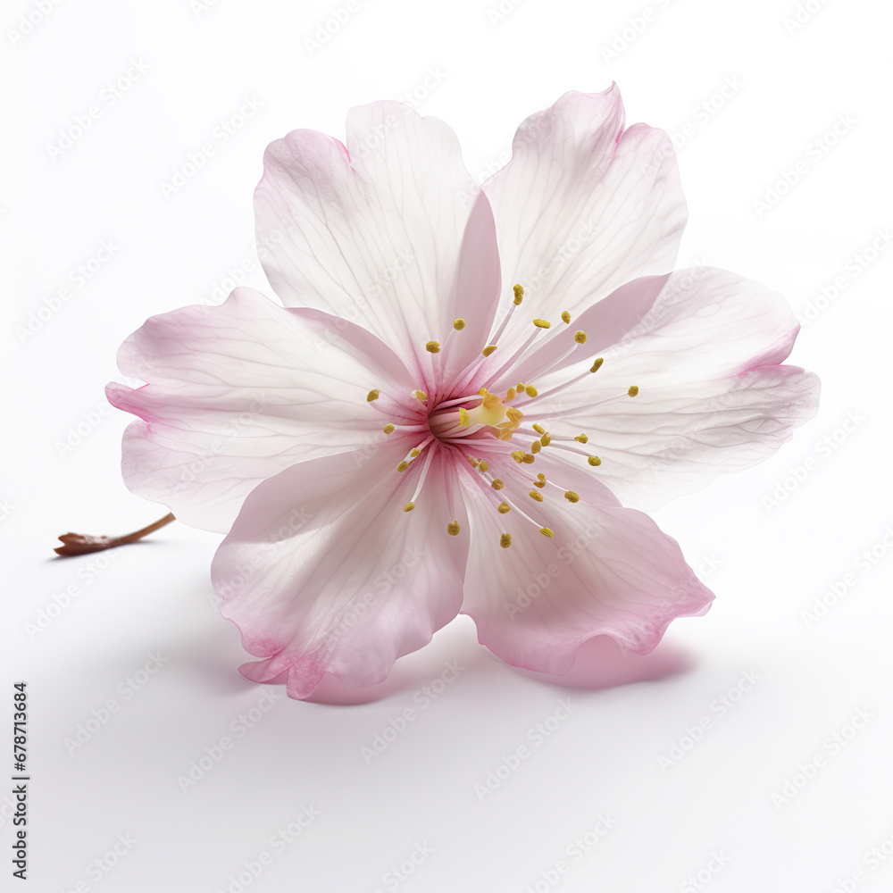 Macro Shot of Pink Cherry Blossom Against White Background Macro Shot of Pink Cherry Blossom Against White Background