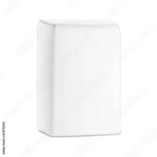 Vertical bag package mockups. Half side view. Vector illustration isolated on white background. Easy to use for presentation your product, idea, promo, design. EPS10.