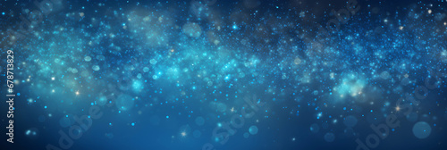 Abstract azure background with floating particles  glowing backdrop. Glitter Blinking sparks background  Christmas and New Year floating glittering on blue  bokeh backdrop with sparks  generative ai