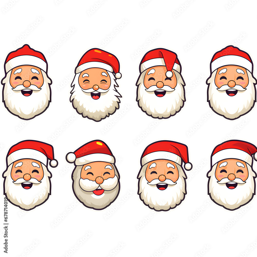 sticker set of santa claus.flat cartoon design.