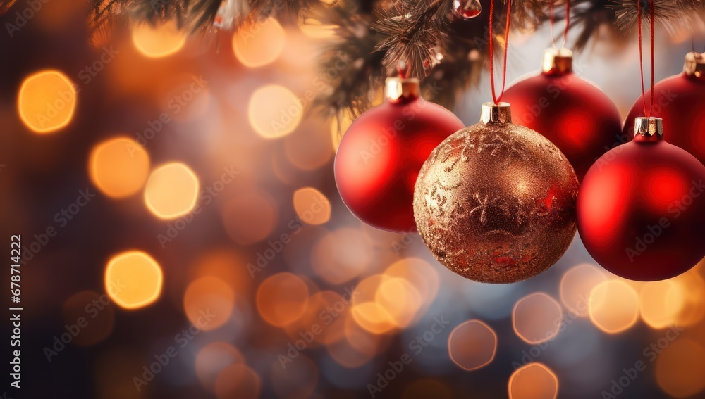 Warm and cozy home interior with Christmas Tree and ball ornaments decoration or Christmas and new year background, gift boxes, banner, poster, banner Warm and cozy home interior with Christmas Tree and ball ornaments decoration or Christmas and new year background, gift boxes, banner, poster, banner