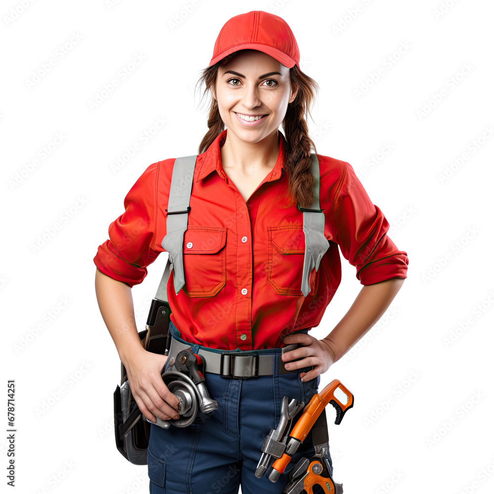Confident Male Plumber with Toolbox and Pipe Wrench, Isolated on white, Transparent background Confident Male Plumber with Toolbox and Pipe Wrench, Isolated on white, Transparent background