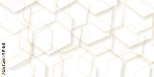 Abstract Background with hexagons.Seamless pattern Vector modern geometry hexagon with golden line .Technologic Hexagonal background Light Conceptual Illustration and website,banner design.