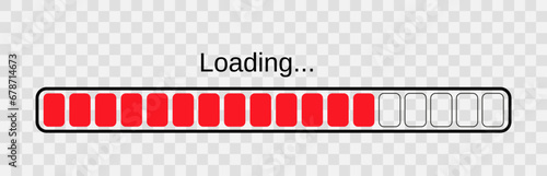 Funny Xmas loading banner. Christmas progress bar. Countdown loading progress. Holiday count down graph on transparent background. Vector illustration.