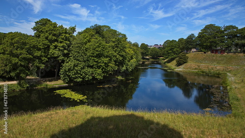 Water channel at Kastellet in Copenhagen, Denmark, Europe, Northern Europe 