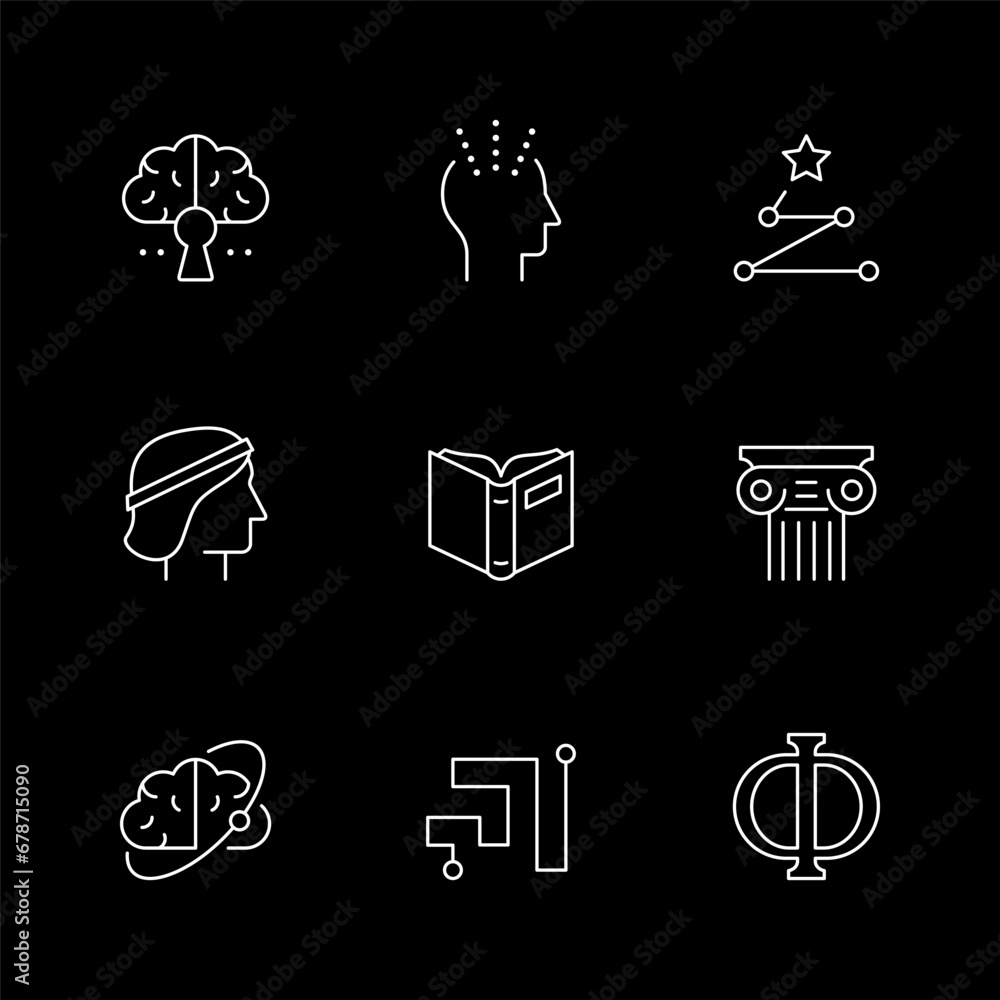 Naklejka premium Set line icons of philosophy
