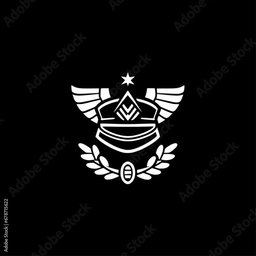 Military - Black and White Isolated Icon - Vector illustration