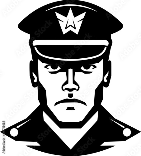 Military | Black and White Vector illustration