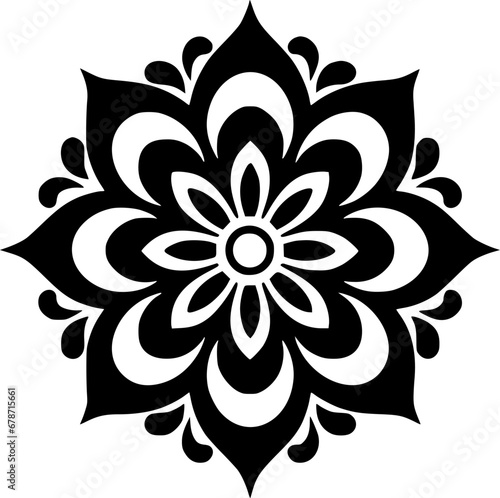 Mandala - Black and White Isolated Icon - Vector illustration