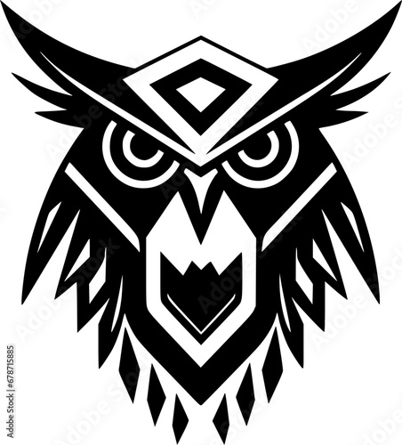 Owl   Black and White Vector illustration