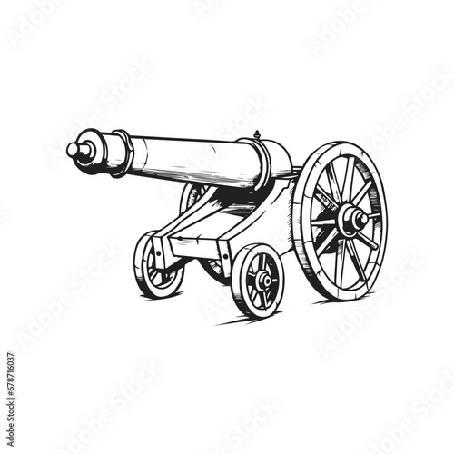 Old Cannon isolated on white