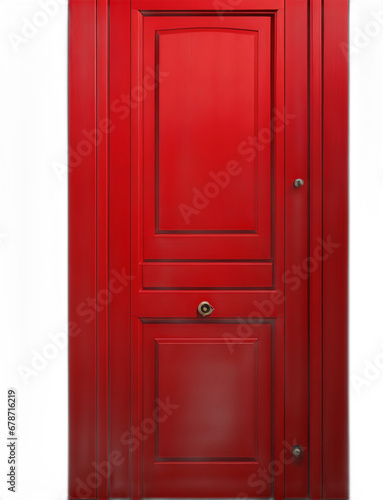 A red wooden door isolated on plain white background from Generative AI © sevenSkies