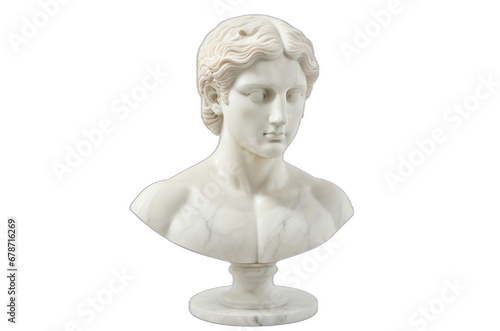 Marble head bust statue of a greek god isolated on plain white background from Generative AI