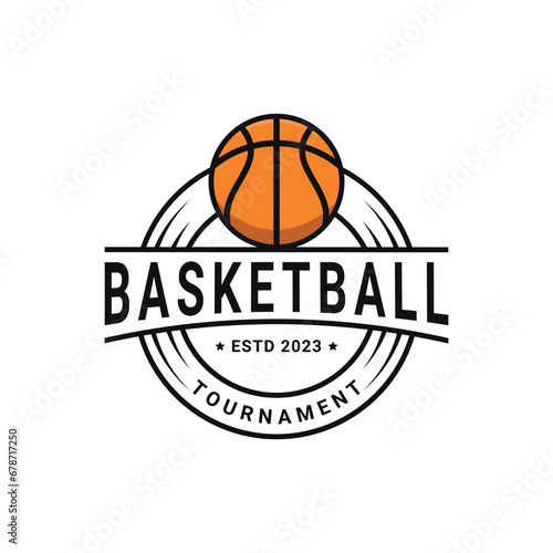 Basketball club logo design with ball. Basketball Sport logo design vector illustration