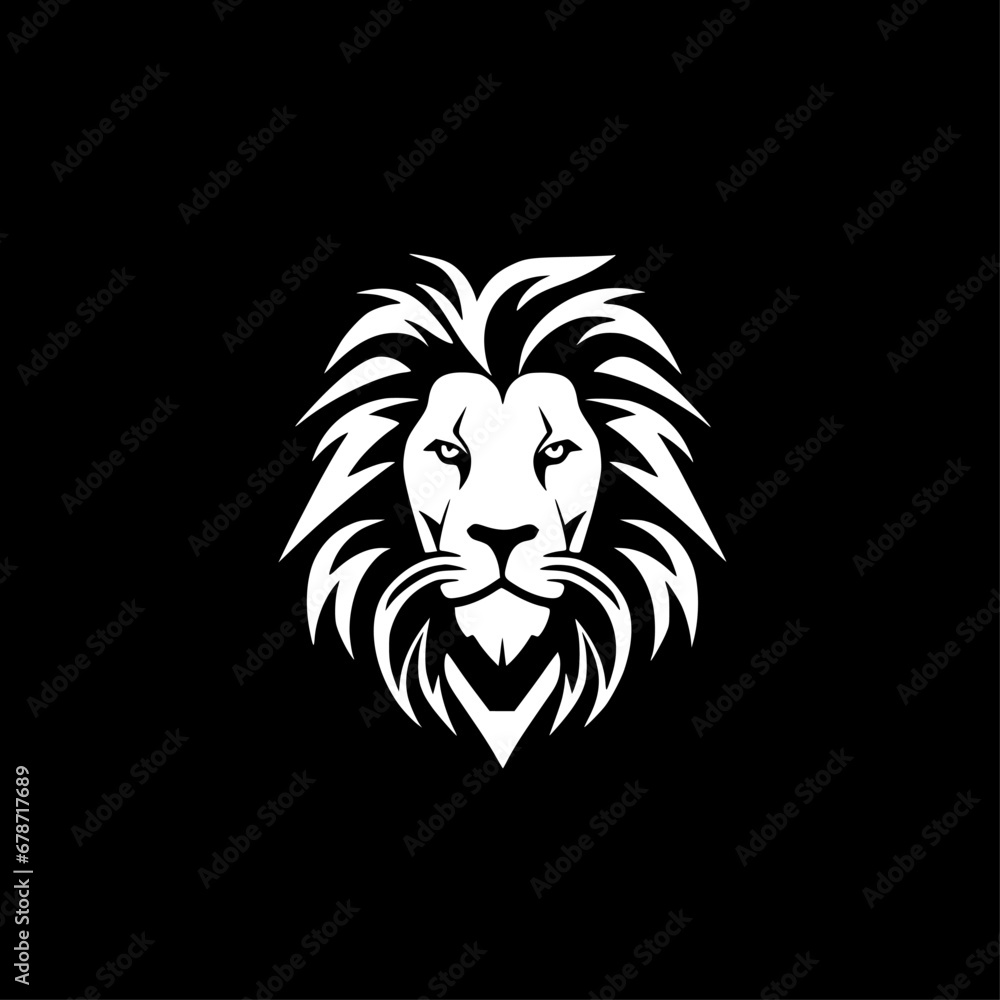 Fototapeta premium Lion - Black and White Isolated Icon - Vector illustration