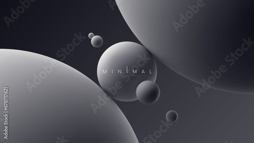 Abstract minimalistic composition with soft balancing levitating spheres. Trendy minimal dynamic banner design with balls. Primitive geometric shapes in clean minimalist style. Vector illustration