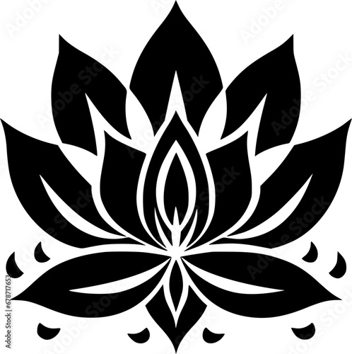 Lotus Flower | Black and White Vector illustration