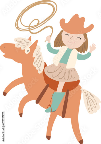 Girl riding horse illustration