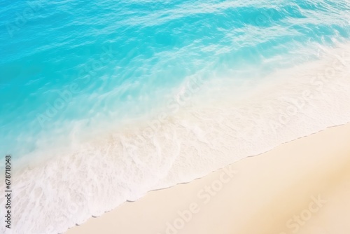 Beautiful clean sandy beach and soft blue ocean wave, Generative AI