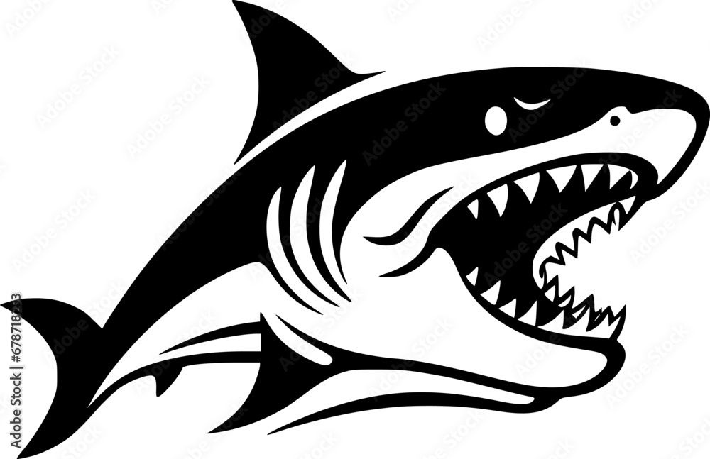 Shark | Black and White Vector illustration Shark | Black and White Vector illustration