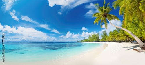Tropical beach background with summer landscape, Generative AI © tonstock