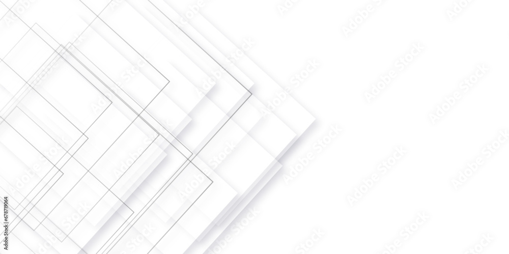 Abstract white square shape concept background.Abstract white grey lines on light silver background modern design. abstract background perfect for cover, business and technology abstract background