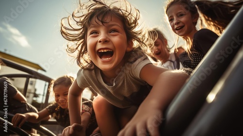 Happy children playing outdoors © cherezoff
