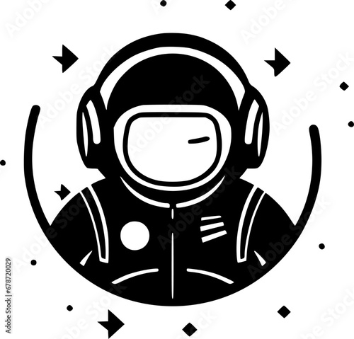 Astronaut - Black and White Isolated Icon - Vector illustration