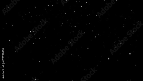 Falling snow. Animation background. Alpha channel
