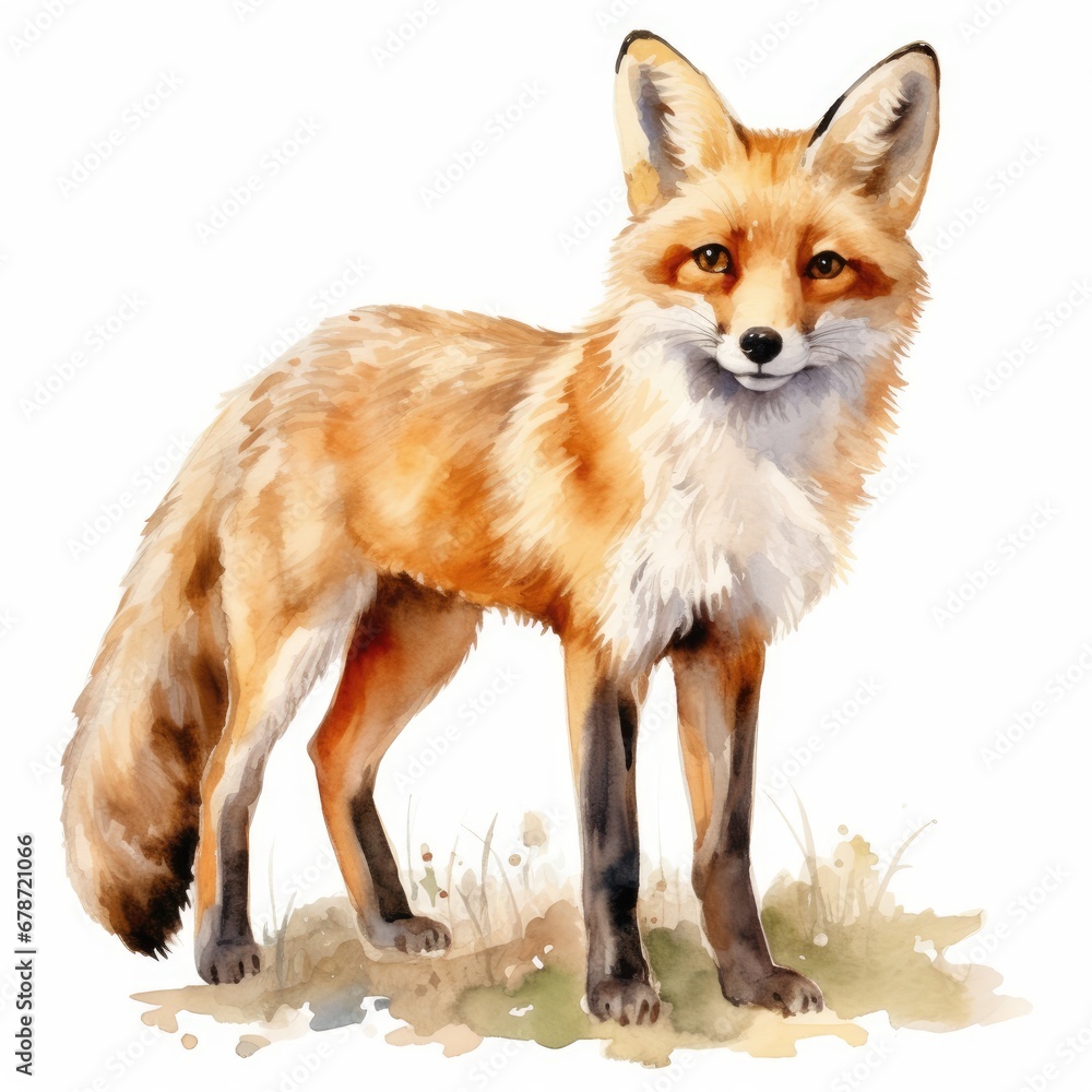 Obraz premium Vibrant Red Fox Watercolor Illustration