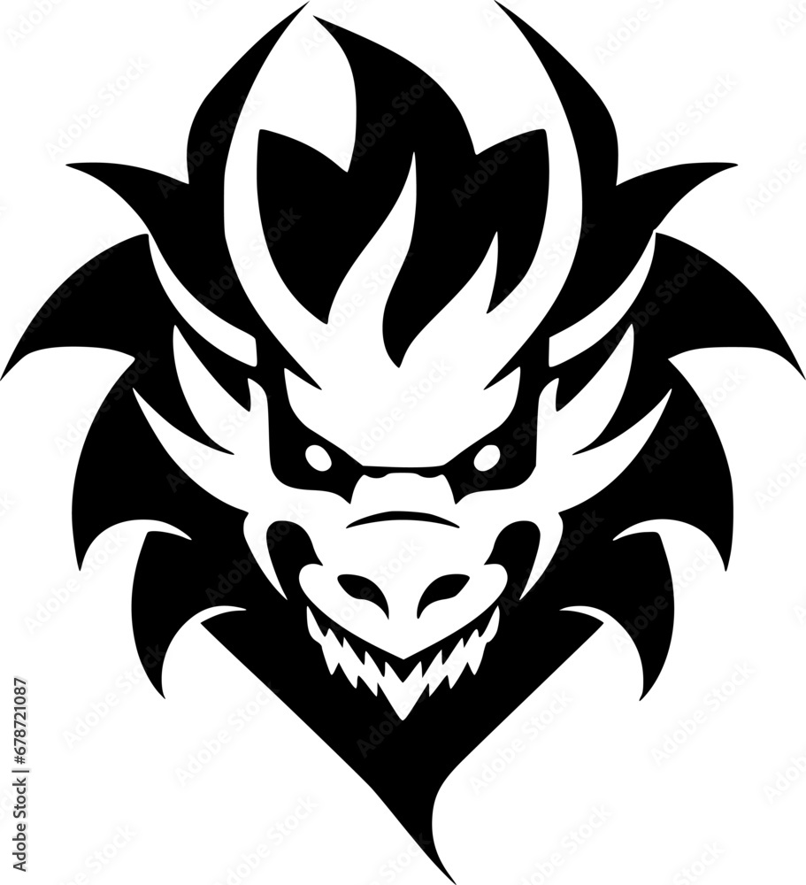 Fototapeta premium Dragon | Black and White Vector illustration