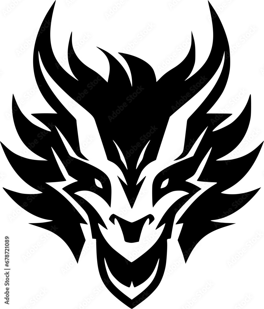 Fototapeta premium Dragon | Black and White Vector illustration