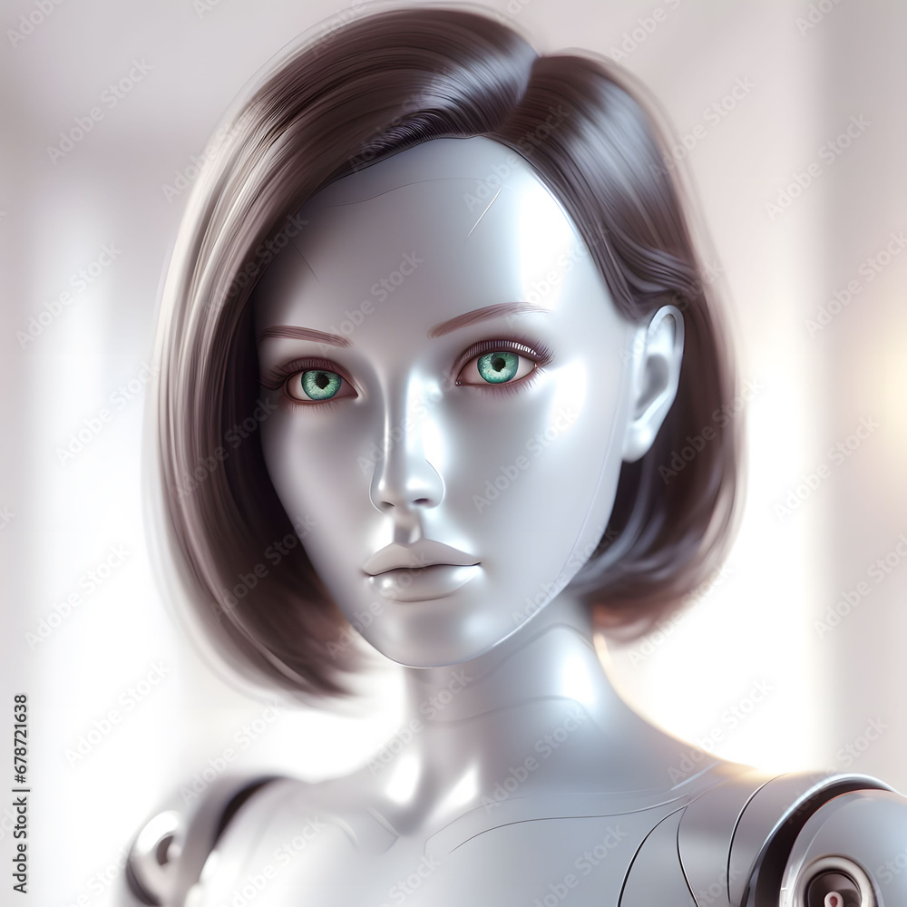 AI generated beauty humanoid robot woman face AI generated beauty humanoid robot woman face