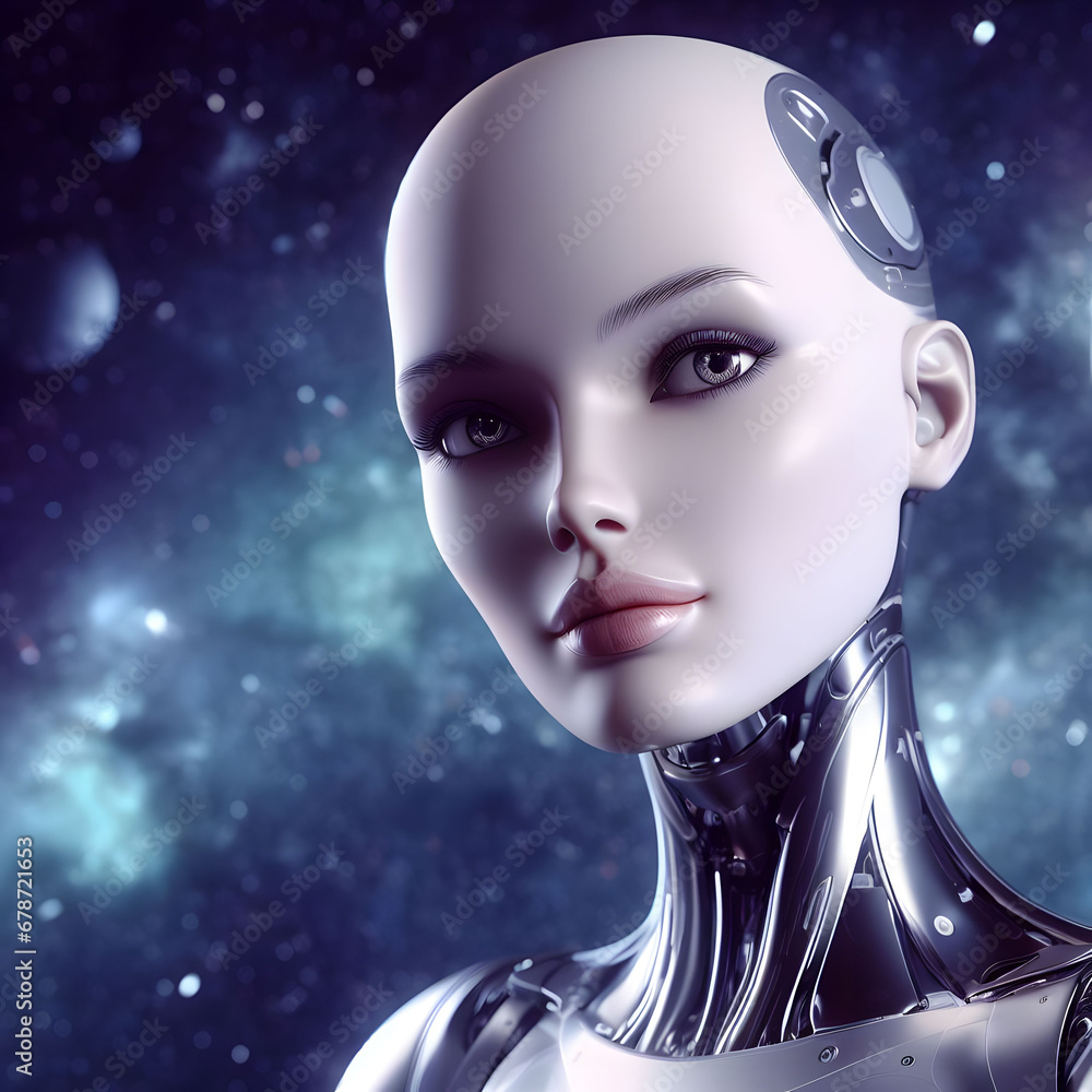 AI generated beauty humanoid robot woman face AI generated beauty humanoid robot woman face