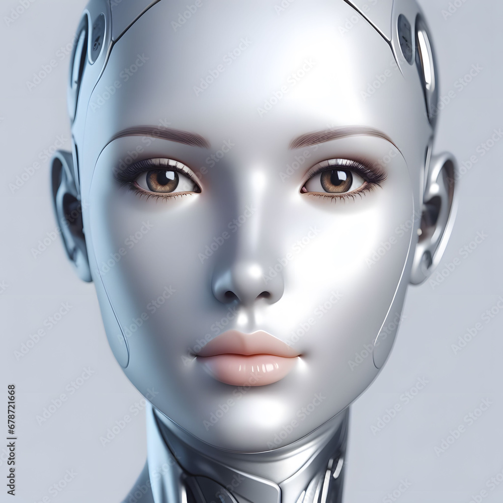 AI generated beauty humanoid robot woman face AI generated beauty humanoid robot woman face