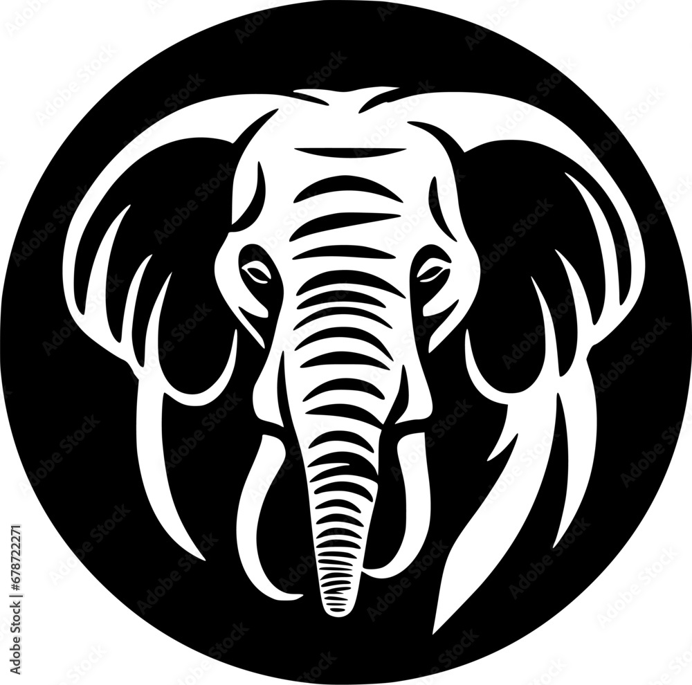 Fototapeta premium Elephant - Black and White Isolated Icon - Vector illustration