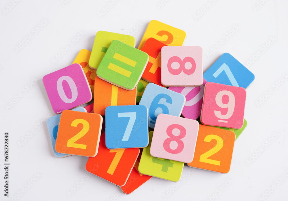 Number wood block cubes for learning Mathematic, education math concept. Number wood block cubes for learning Mathematic, education math concept.