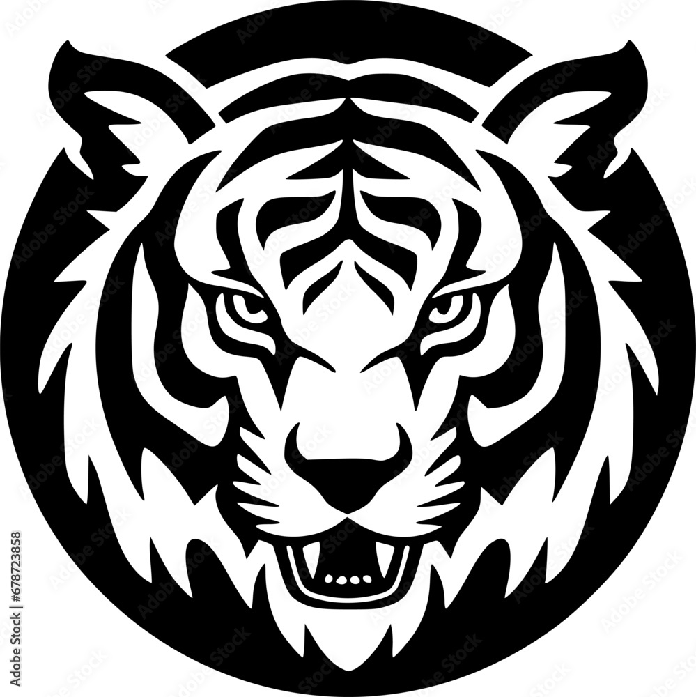 Tiger | Black and White Vector illustration