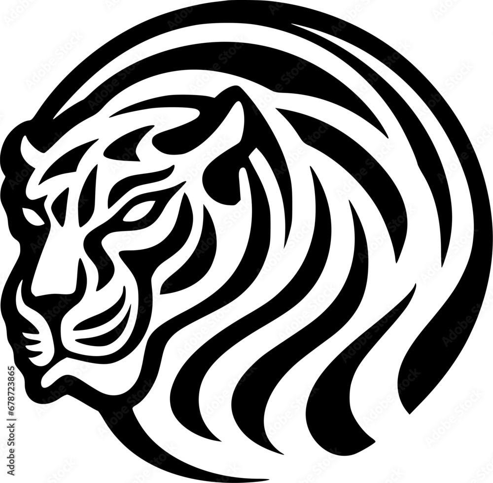 Obraz premium Tiger | Black and White Vector illustration
