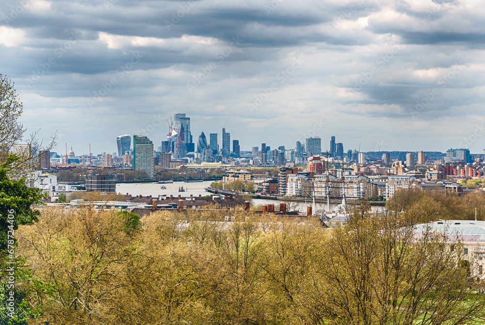 Panoramic view from the Royal Observatory in Greenwich, London, UK Panoramic view from the Royal Observatory in Greenwich, London, UK