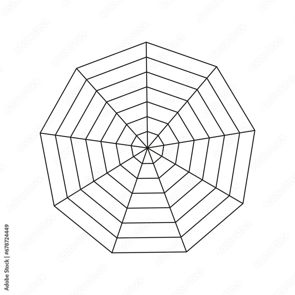Blank polygon radar chart icon. Radar, spider diagram template
