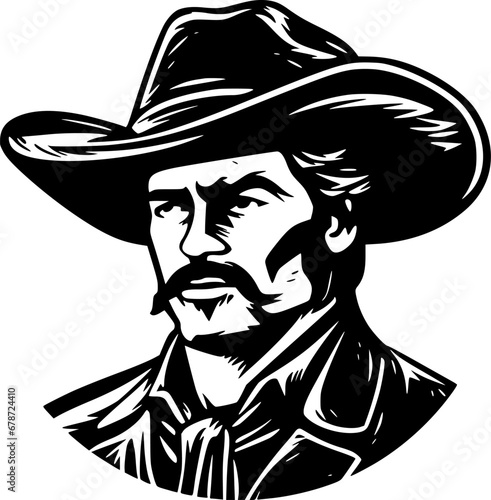 Western - Black and White Isolated Icon - Vector illustration