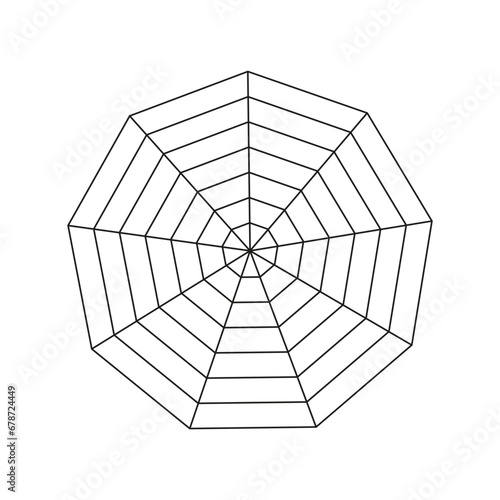 Blank polygon radar chart icon. Radar, spider diagram template. Infographic graph. Spider mesh symbol. Vector illustration.