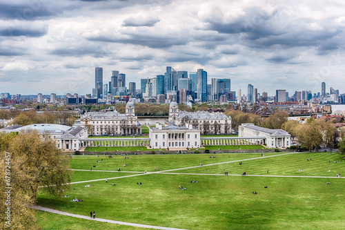 Panoramic view from the Royal Observatory in Greenwich, London, UK photo