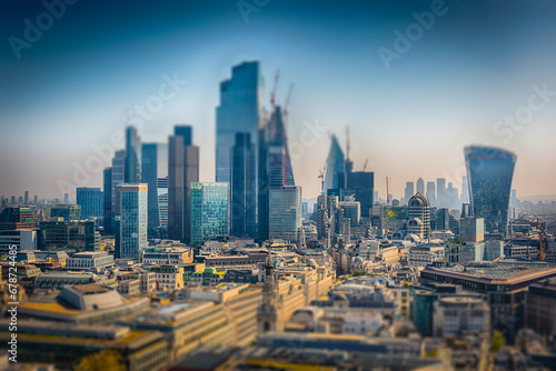 Aerial view with the city skyline of London, England, UK © marcorubino