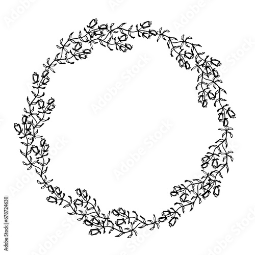 Floral beautiful frame. Cute Wreath Vector illustration. Hand drawn circle border for design.